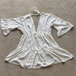 White Flowy V-Neck Dress NWOT